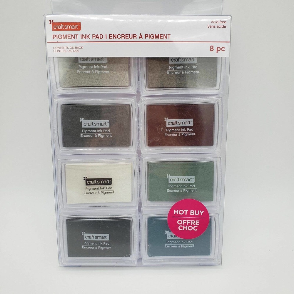 Craftsmart Acid Free Non Toxic Multicolor Neutral Pigment Ink Pad 8 Piece